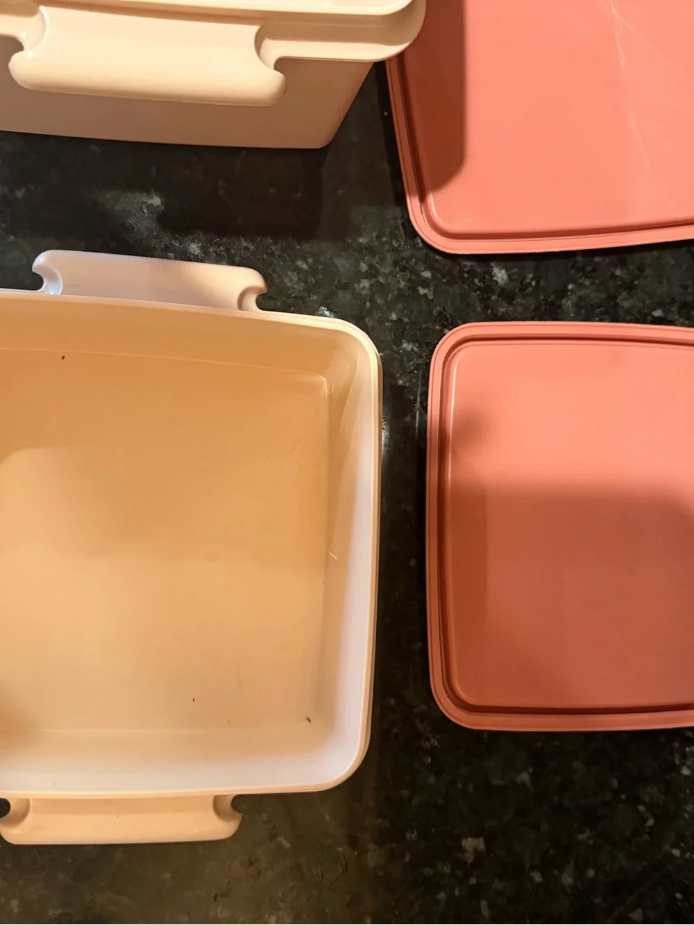 Tupperware Set - Lunch Goody Box Squares, Bowls Midget Southwestern Pink Vintage